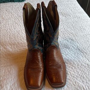 Double H Brown and Blue Cowboy Boots